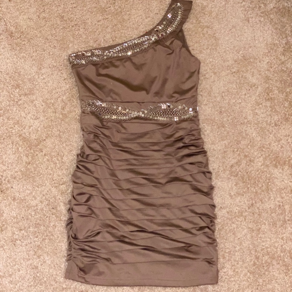 One Shoulder Sequenced Dress